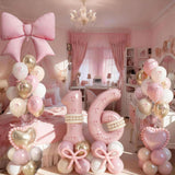 40 Inch Number 6 Balloon Pink, Dusty Blush Pink Gold White Sand