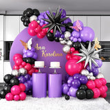 Hot Pink and Purple Balloon Arch Kit, Purple Black Balloon Garland