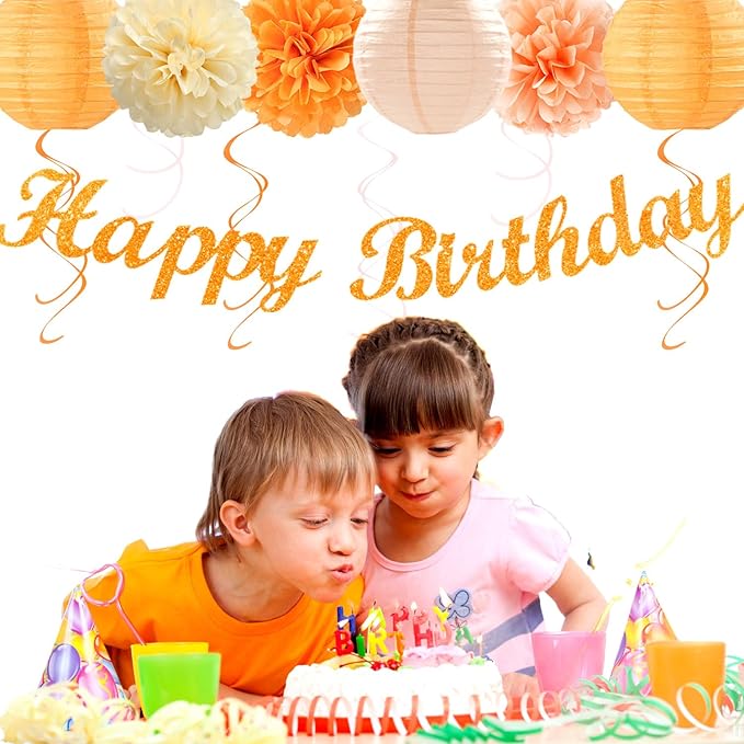 Orange Beige Fal Boho Birthday Party Decorations 21pcs Autumn One