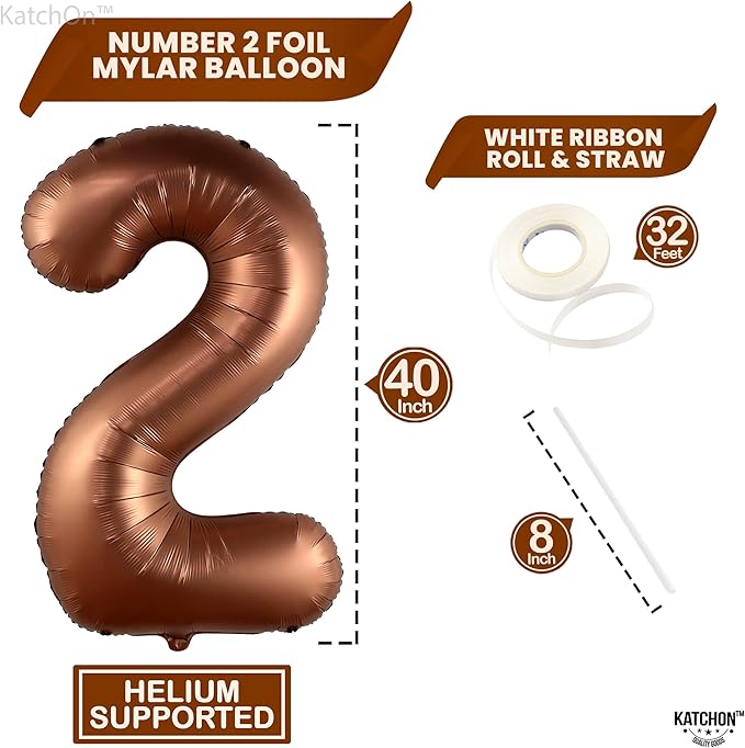 KatchOn, Giant Coffee Brown 2 Balloon Number - 40 Inch | Brown 2
