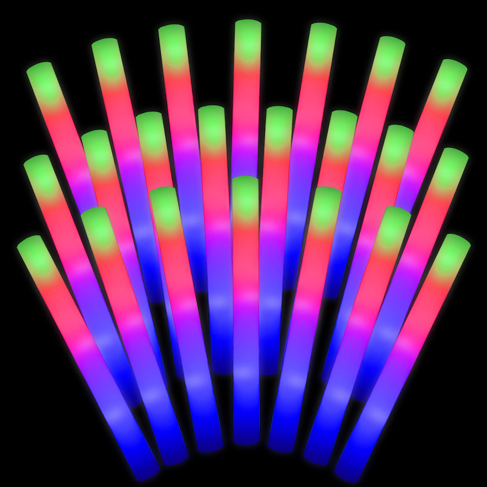 LifBetter 30 Pcs Foam Glow Sticks Bulk,Led Glow Sticks with 3 Modes