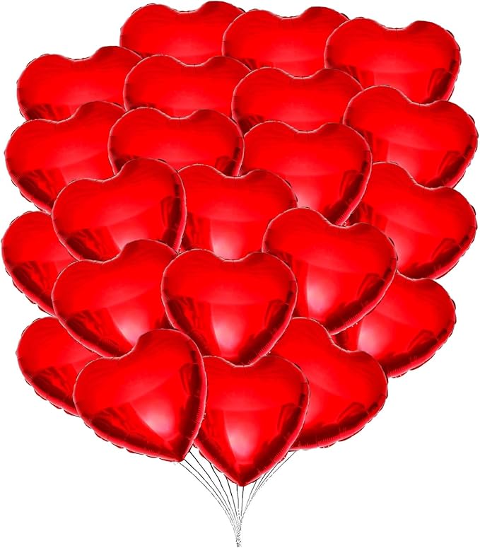 10Pcs 18 Inch Red Heart Balloons Valentine's Day Heart Shape Foil