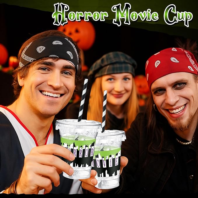 50 Pcs Halloween Black and White Juice Classic Horror Party Plastic