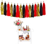 Black-Red Gold Party-Decorations Tassel Garland - 15pcs Graduation