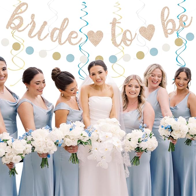 Light Dusty Blue Beige Champagne Bridal Shower Party Decorations