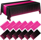 Breling 12 Pack Black and Hot Pink Disposable Plastic Tablecloths and