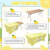 Moukeren 6ft Lemonade Tablecloth Stretch Spandex Table Cover Lemonade