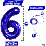 KatchOn, Giant Navy Blue Number 6 Balloon - 40 Inch | 6th Birthday