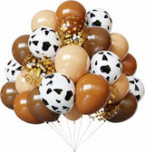 YMSZ Brown and Cow Print Balloons, 67pcs 12 Inch Cowboy Balloon,