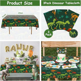 3 Pieces Dinosaur Birthday Decorations Party Tablecloth Dinosaur