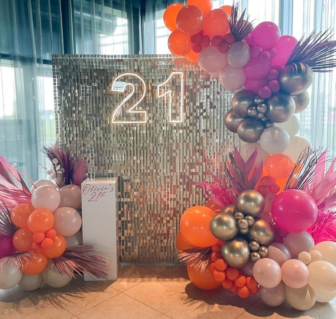 Bezente Pink and Orange Latex Balloons,60pcs 12 inch Light & Hot Pink
