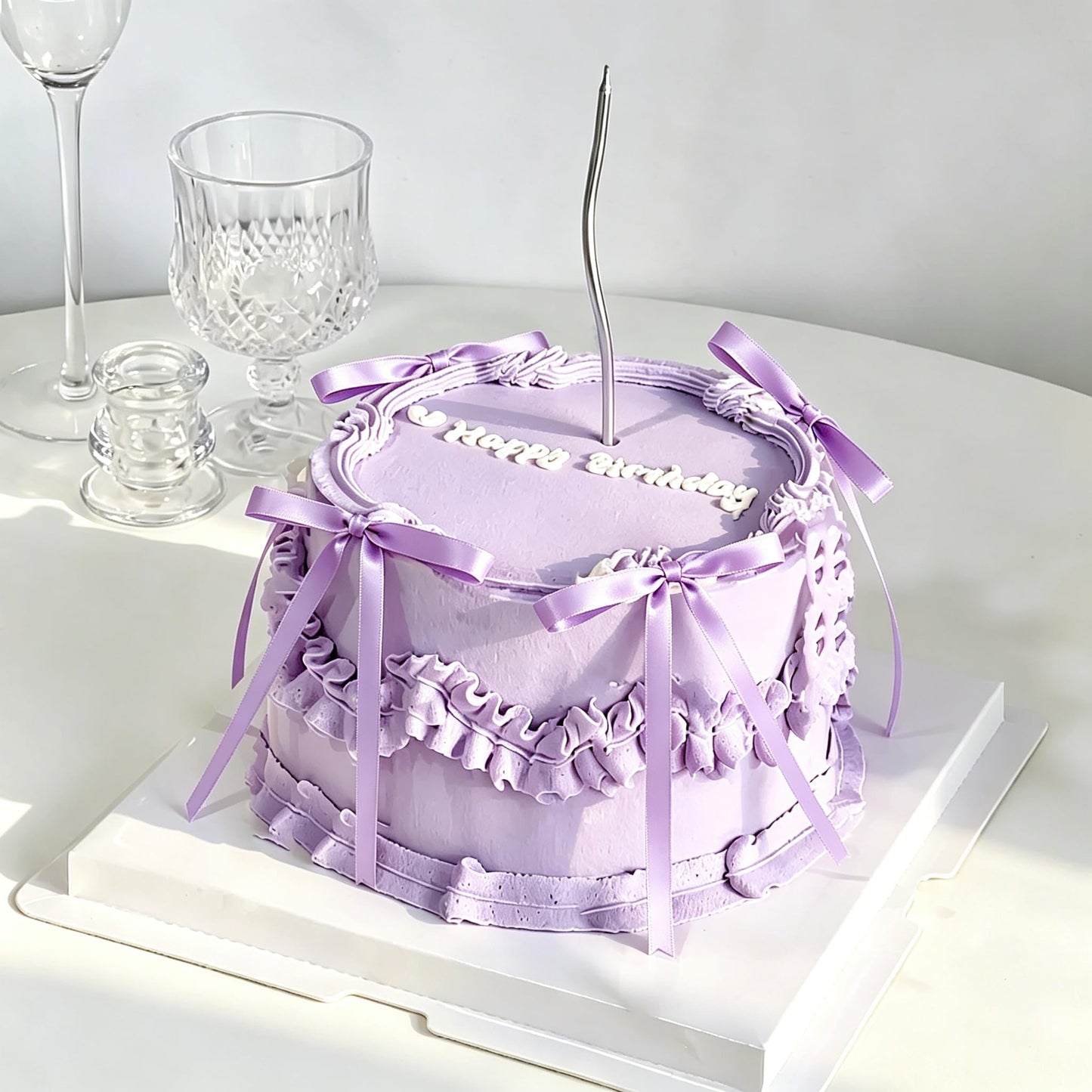Purple Bow Cake Topper Coquette Bows Cake Decorations Dessert Purple