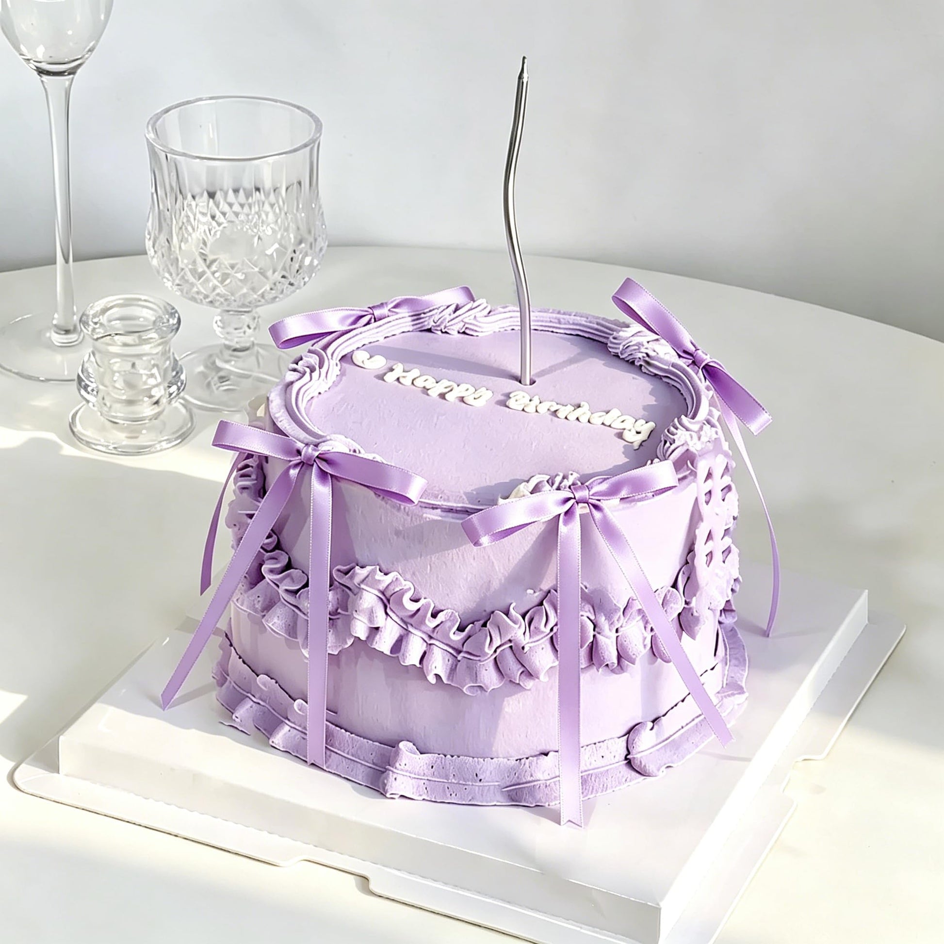 Purple Bow Cake Topper Coquette Bows Cake Decorations Dessert Purple
