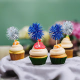 Gyufise 30Pcs Foil Firework Cupcake Toppers Sparkle Tinsel Cake