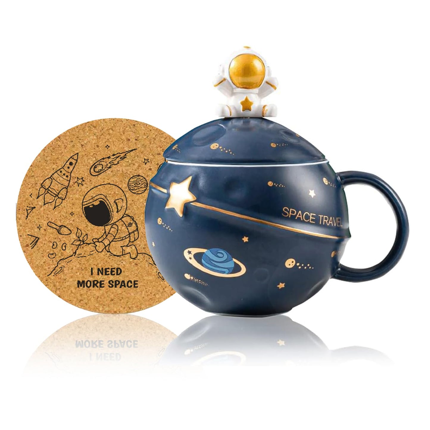 Yalucky Kawaii Astronaut Cup Space Embossed Planet Mug, Cute Ceramic
