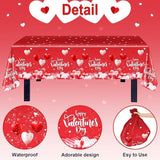 3 pcs Valentines Day Tablecloths Happy Valentines Day Plastic