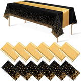 12Pack Disposable Plastic Tablecloths and Satin Table Runner Set