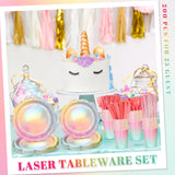 NatNarr 200 Pcs Iridescent Pastel Party Supplies Decorations, 25 Guest