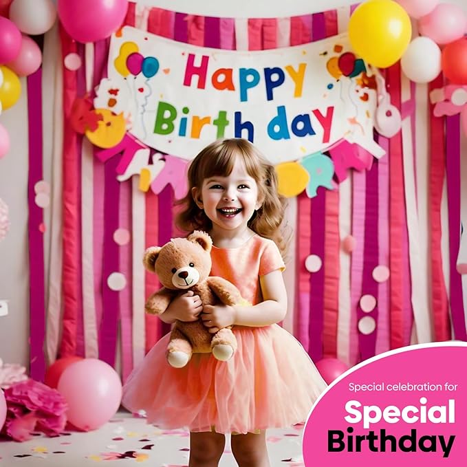 12 Pink Streamers, 984ft Pack of Pink Crepe Paper Rolls for