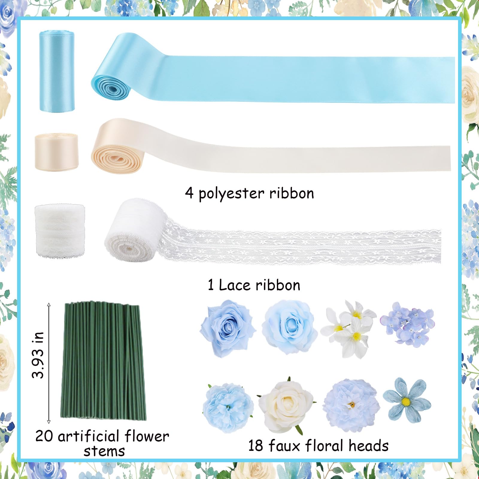 Cheerupp Blue Floral Theme Diaper Cake Decorations for Baby Shower