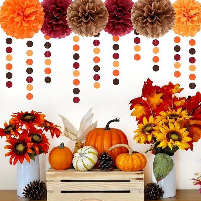 Boho Baby Shower Burgundy Brown Orange Party Decorations 23pcs
