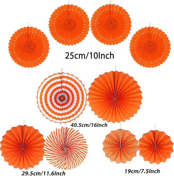 ZERODECO Party Decorations, 41 Pcs Orange Papar Fans Pompoms Garlands