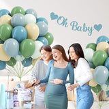 60pcs Blue and Green Balloons - Sage, Dusty Blue, Pastel Green, Nude