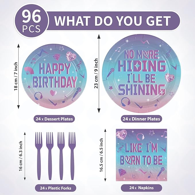 96 Pcs Kpop Birthday Party Supplies Kpop Idol Style Plates and