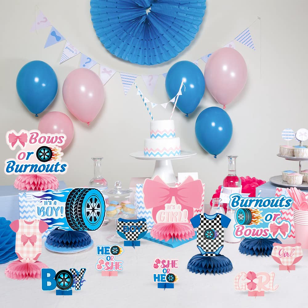 G1ngtar 12Pcs Burnouts or Bows Gender Reveal Party Honeycomb
