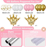 2 Sets Princess Party Balloon Column Stand Kit With 102 Crown Foil