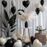 Black White Heart Balloons, 19PCS Black and Cream White Heart Shape