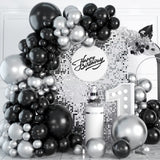 Black and Silver Balloon Garland Kit, Metallic Silver and Black