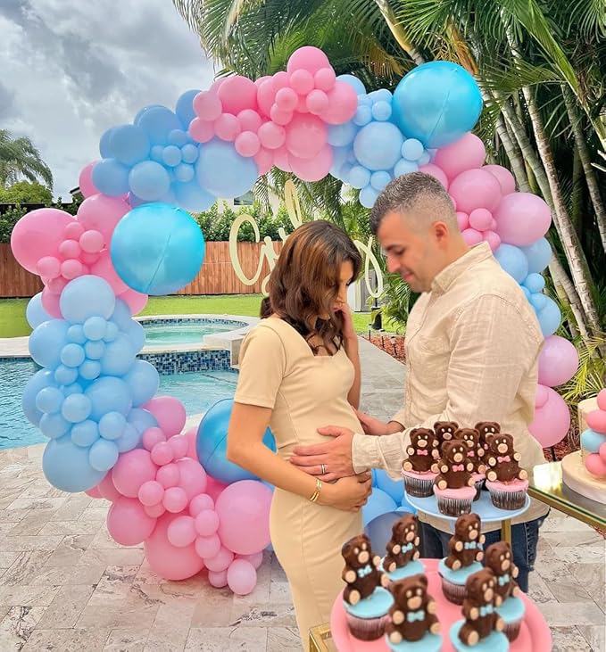 Pink & Blue Latex Balloon Set - 12 Inch Gender Reveal Balloon Pink