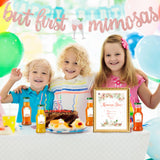 Faisichocalato Mimosa Bar Sign, But First Mimosas Banner, Boho Floral
