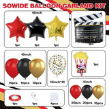 Movie Night Balloon Garland Arch Kit Red Black Gold Balloons with