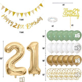21st Birthday Decorations for Him Her Happy Banner With Cake Topper