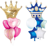 Pink And Blue Crown Balloons Set For Boy or Girl Baby Shower Gender