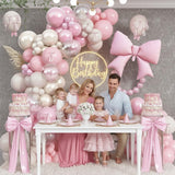 Double Stuffed Pearl White and Pink Balloon Arch Garland Kit, Pearl