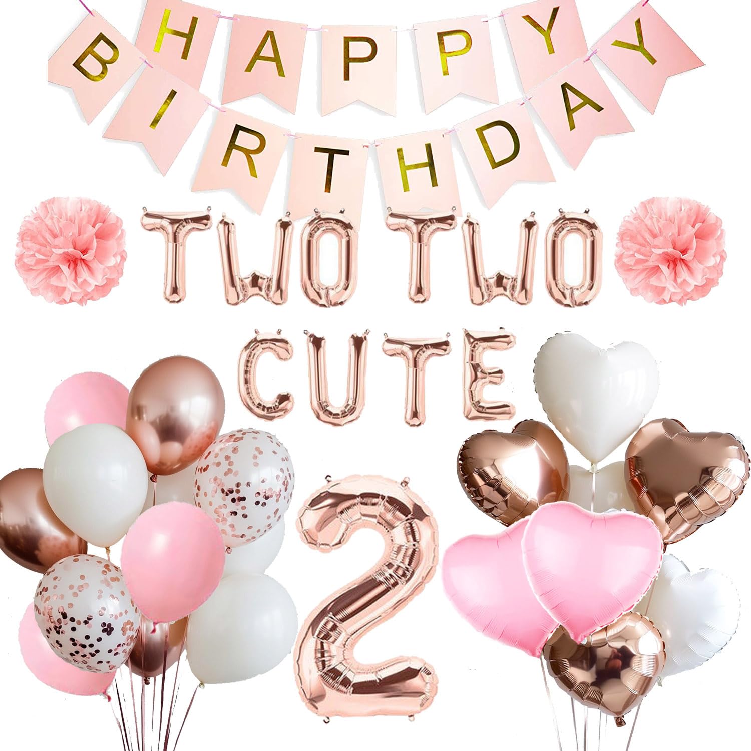 Two Two Cute Birthday Decorations, Tutu Cute 2nd Bday Decorations,