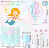 144 Pcs Mermaid Party Supplies Tableware Mermaids Themed Decorations