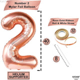 KatchOn, Rose Gold Number 2 Balloon - 40 Inch | Mylar Rose Gold 2