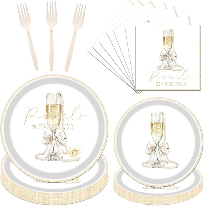Pearls and Prosecco Bridal Shower Decorations 96PCS Pearls Bow