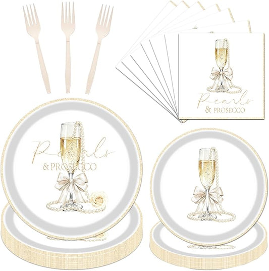Pearls and Prosecco Bridal Shower Decorations 96PCS Pearls Bow