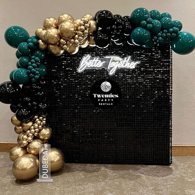 Emerald Green Black Gold Balloon Garland 144Pcs Forest Dark Green