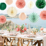 Sage Green Pink Beige Boho Party Decorations Streamers 14pcs Rustic