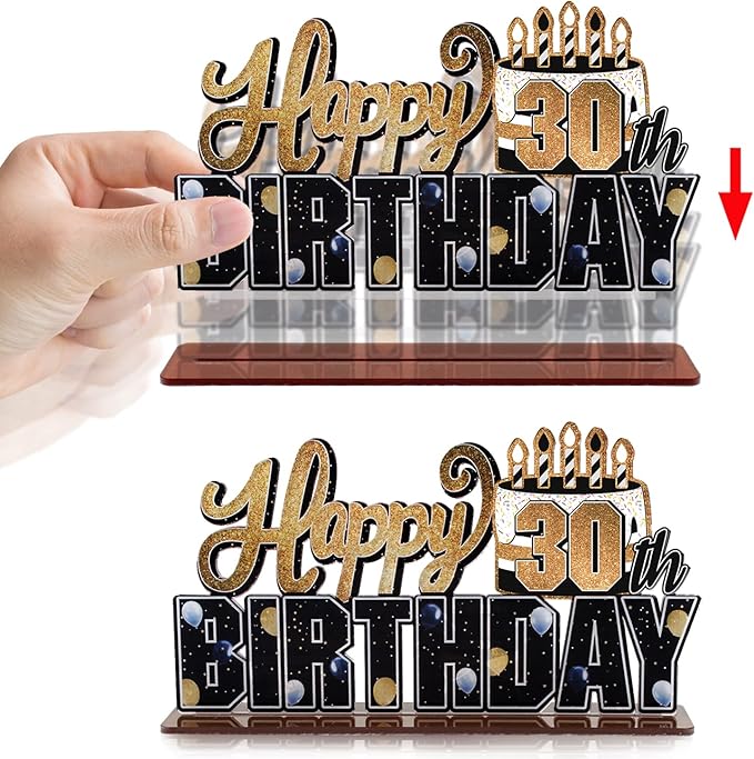 LINGTEER Happy 30th Birthday Gold Acrylic Table Topper Centerpieces