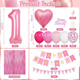1st Birthday Decorations for Girls Hot Pink Birthday Balloons with
