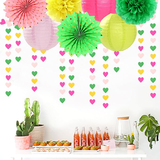 Hawaii Pool Party-Decorations Love-Heart Garland - 52Ft Tropical