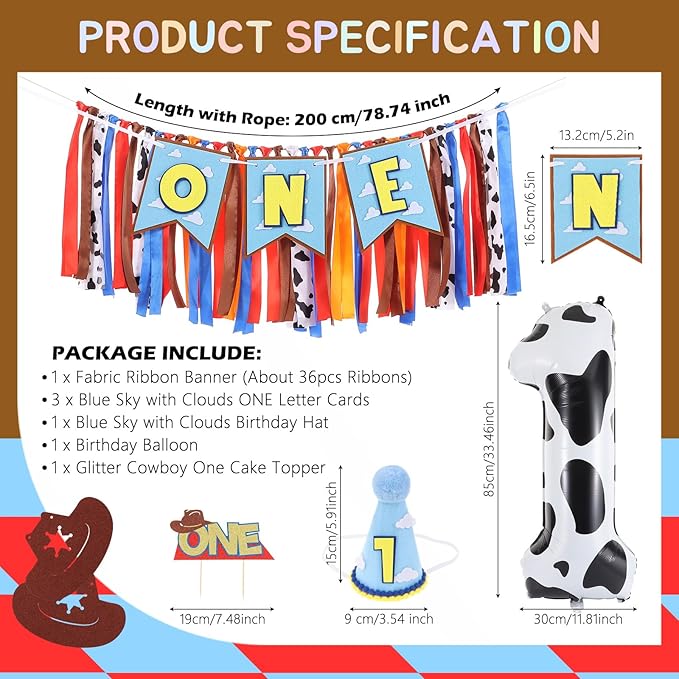 Cartoon Toy Highchair Banner for Baby First Birthday Party