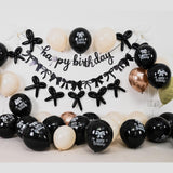 Black Gold Sand White Bow Birthday Decorations, Coquette Party Decor